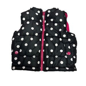 Carter's Girl's Black & Pink Polka Dotted Puffer Vest Sz 18 Months